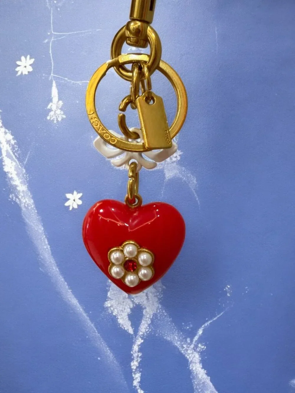 🌸Coach Red Heart Keychain